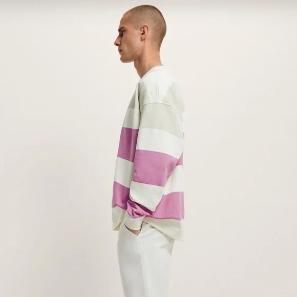 Zara | Striped Print Sweatshirt - Purple & White - Picture 5 of 12